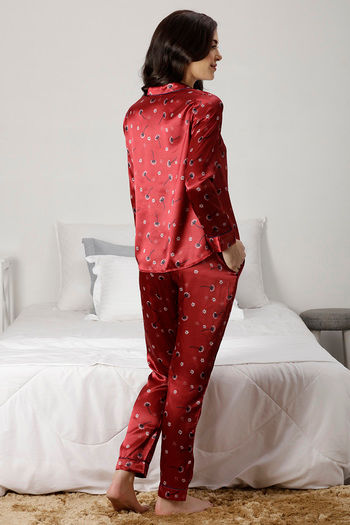 Burgundy satin online pyjamas